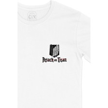 Cix Attack On Titan Cep Logo Tasarımlı Beyaz Tişört