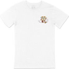 Cix Zamanı Yakala Cep Logo Tasarımlı Beyaz Tişört