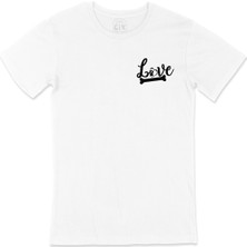 Cix Love Dogs Cep Logo Tasarımlı Beyaz Tişört