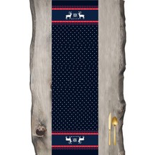 Sister Home Design Lacivert Kırmızı Geyik Ranir & Runner