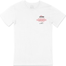 Cix Yarın Cumhuriyeti Ilan Edeceğiz Cep Logo Tasarımlı Beyaz Tişört