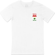 Cix Duşanbe Tacikistan Bayraklı Kalpli Cep Logo Tasarımlı Beyaz Tişört