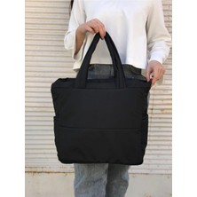 BK Shop Kabartmalı Puf Kumaş Siyah Kadın Çantası