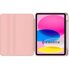 Z-Mobile Apple iPad 10. Nesil 2022 10.9" Uyumlu Kılıf Simplism 360 Dönen Yatay Dikey Standlı Kalemlikli Kılıf Arkası Şeffaf