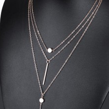 Takantakana Üç Katlı Kolye Altın, Gümüş Kaplama, Ahşap Kutu İçerisinde