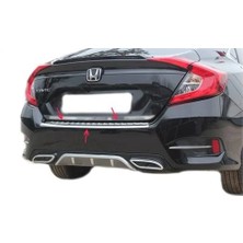 Aktif Oto Krom Honda Civic Uyumlu Arka Tampon Eşiği Paslanmaz Çelik (Taşlı) 2016-2021