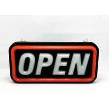 Leon Işık 'open' Işıklı Özel Tabela-Led ile Neon Görünümlü Tabela Kırmızı Çizgi (25X12CM)