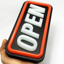 Leon Işık 'open' Işıklı Özel Tabela-Led ile Neon Görünümlü Tabela Kırmızı Çizgi (25X12CM)