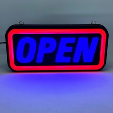 Leon Işık 'open' Işıklı Özel Tabela-Led ile Neon Görünümlü Tabela Kırmızı Çizgi (25X12CM)