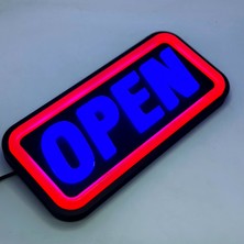 Leon Işık 'open' Işıklı Özel Tabela-Led ile Neon Görünümlü Tabela Kırmızı Çizgi (25X12CM)