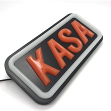 Leon Işık 'kasa' Işıklı Özel Tabela-Led ile Neon Görünümlü Tabela Beyaz Çizgi (25X12CM)