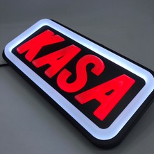 Leon Işık 'kasa' Işıklı Özel Tabela-Led ile Neon Görünümlü Tabela Beyaz Çizgi (25X12CM)