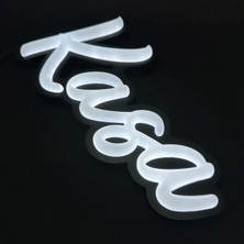 Leon Işık 'kasa' Işıklı Özel Tabela-Led ile Neon Görünümlü Tabela_elyazısı Beyaz (29X15CM)
