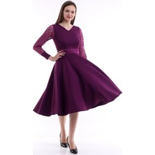 Rokka Moda V Yaka Midi Elbise