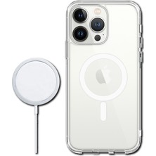 Vip Case İphone 13 Pro Max - Kamera Çıkıntılı Şeffaf Magsafe Kablosuz Şarj Destekli V-Mags Kılıf