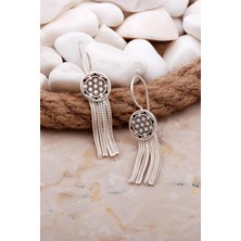 Sümer Telkari Yaşam Çiçeği Elişi Hasır Gümüş Küpe