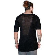 Capotrio Erkek Özel Tasarım Uzun Keten T-Shirt