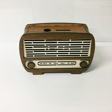 Kalides Retro Radyo Kumbara Ahşap Malzeme ile Şık Tasarım ve Açılıp Kapanabilen Kilit Mekanizması