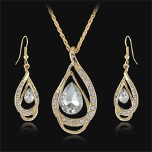 Takantakana Beyaz Taşlı Damla Takı Seti