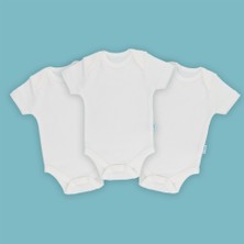 Novibaby 3'lü Bebek Body Zıbın Çıtçıtlı Kısa Kol Ekru 100% Pamuk 3-6 Ay