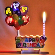 Kuzey LED Işıklı Pasta Mumu Müzikli Pasta Mumu Pilli Mum Doğum Günü Pasta Mumu Balloons Happy Bırthday Candles