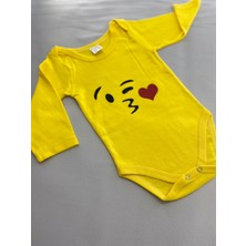 Çekik Bebek Emoji Desenli Bebek Body Zıbın Alt Üst Zıbın Bebek Takım Badi  %100 Pamuk Bebek  Hediyelih