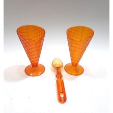 abnturk 2'li Dondurma Seti Kaşıklı Külah Şeklinde