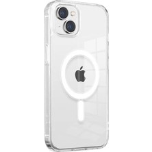 ZORE Apple iPhone 13 Kılıf Magsafe Şarj Özellikli Şeffaf Sert Pc  Embos Kapak