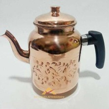 abnturk El Işi Çekiç Dövme %100 Bakır Demlik Iç Yüzeyi Kalaylı Osmanlı Tipi Kahveci Tipi Çay Demliği 1500ML