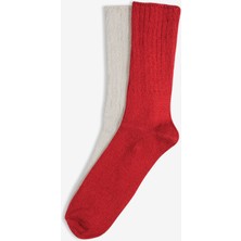 Arlem Kadın Kokulu 2 Adet Uyku ve Bot Çorabı Krem-Bordo