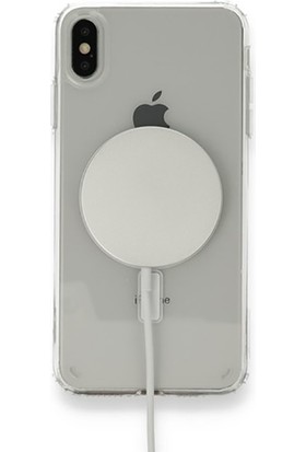 Apple iPhone x Kılıf Magsafe Şarj Özellikli Şeffaf Sert Pc Zore Embos Kapak Lyon Tech
