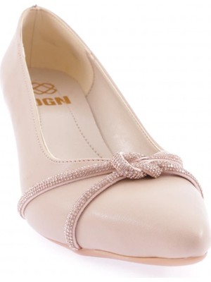 DGN K625-23Y Kadin Sivri Burun Silver Taşli Ip Tokali Kisa Topuklu Ayakkabi