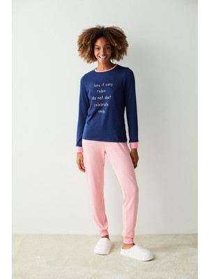 Penti Slogan Baskılı Termal Tişört Pijama Üstü