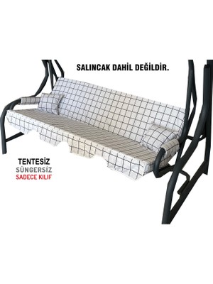 Nelson Süngersiz(Tentesiz)Salıncak Minder Seti 3 Kişilik Kılıf-Beyaz Pano