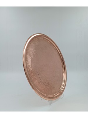 Kayseri Bakırcılık Bakır Tepsi Dövme Yuvarlak 35 cm Kırmızı