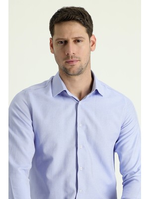 Kiğılı Uzun Kol Slim Fit Desenli Klasik Gömlek