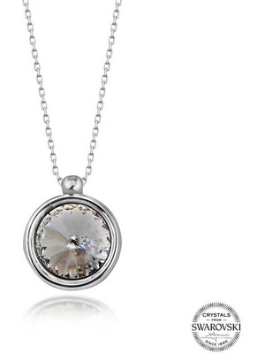 Gumush Swarovski Crystal Taşlı Çerçeveli Gümüş Kadın Kolye