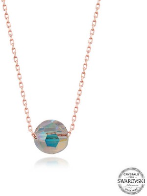 Gumush Swarovski Crystal Taşlı Parlak Top Gümüş Kadın Kolye