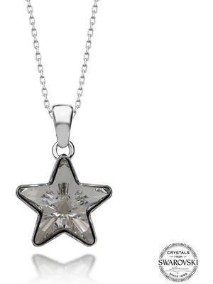 Gumush Swarovski Crystal Taşlı Yıldız Gümüş Kadın Kolye