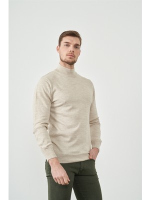 Mentality Çetinkaya Mentality 3178 Yarım Balıkçı Yaka Triko Basic Bej