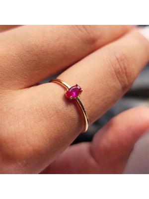 Fasek Gold Gümüş Yüzük - İtalyan Kol 0.30 Karat Ruby Taşlı Tek Taş Yüzük-Ruby 925 Ayar Gümüş Yüzük