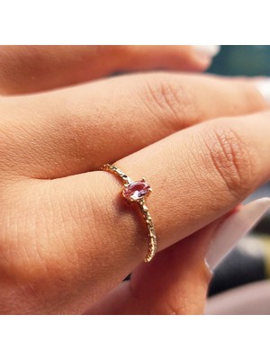 Fasek Gold Gümüş Yüzük - Minimal Oval Taşlı Zultanit Gümüş Yüzük-Minimal Oval Taşlı Tektaş 925 Ayar Gümüş Yüzük