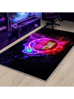 West Home Gamer Halı Oyuncu Odası Için LED Işık Görselli Yıkanabilir Kaymaz Taban Halı Genç Odası Için Halı