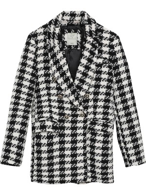 Quzu Düğme Detaylı Tüvit Blazer Ceket Ekru