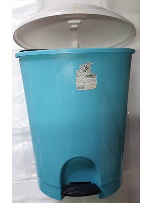 Bee Home Plastik İç Kovalı Turkuaz Pedallı Basmalı 33 Litre Çöp Kovası Kutusu - 49X37X42 Cm