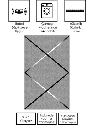 Confidence Home Makinede Yıkanabilir Kaymaz Taban Leke Tutmaz  Salon Halısı Mutfak Halısı ve Yolluk