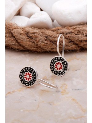 Sümer Telkari Anadolu Motifli Mineli El İşi Gümüş Küpe 5925