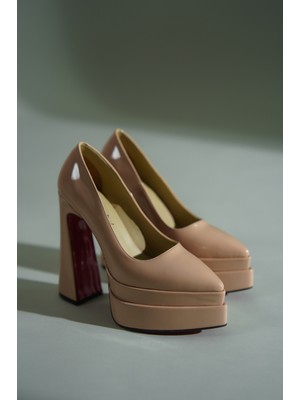Ayakkabı Ateşi Nude Rugan Çift Platform Özel Tasarım Kadın Ayakkabı Rigel
