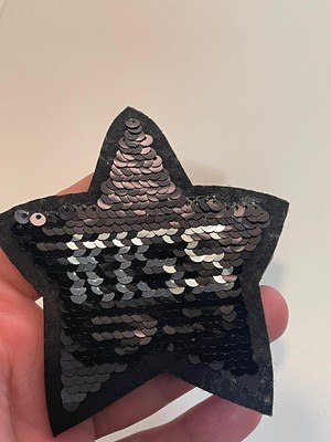 Gönülden Tasarım 9X11 cm Ütü Ile Yapışan Kiss Yıldız Pul Payetli Aplik Yama Aksesuar