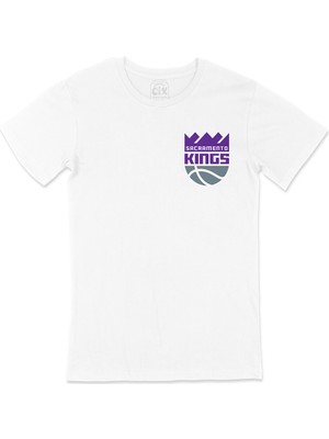 Cix Sacramento Kings Logolu Cep Logo Tasarımlı Beyaz Tişört